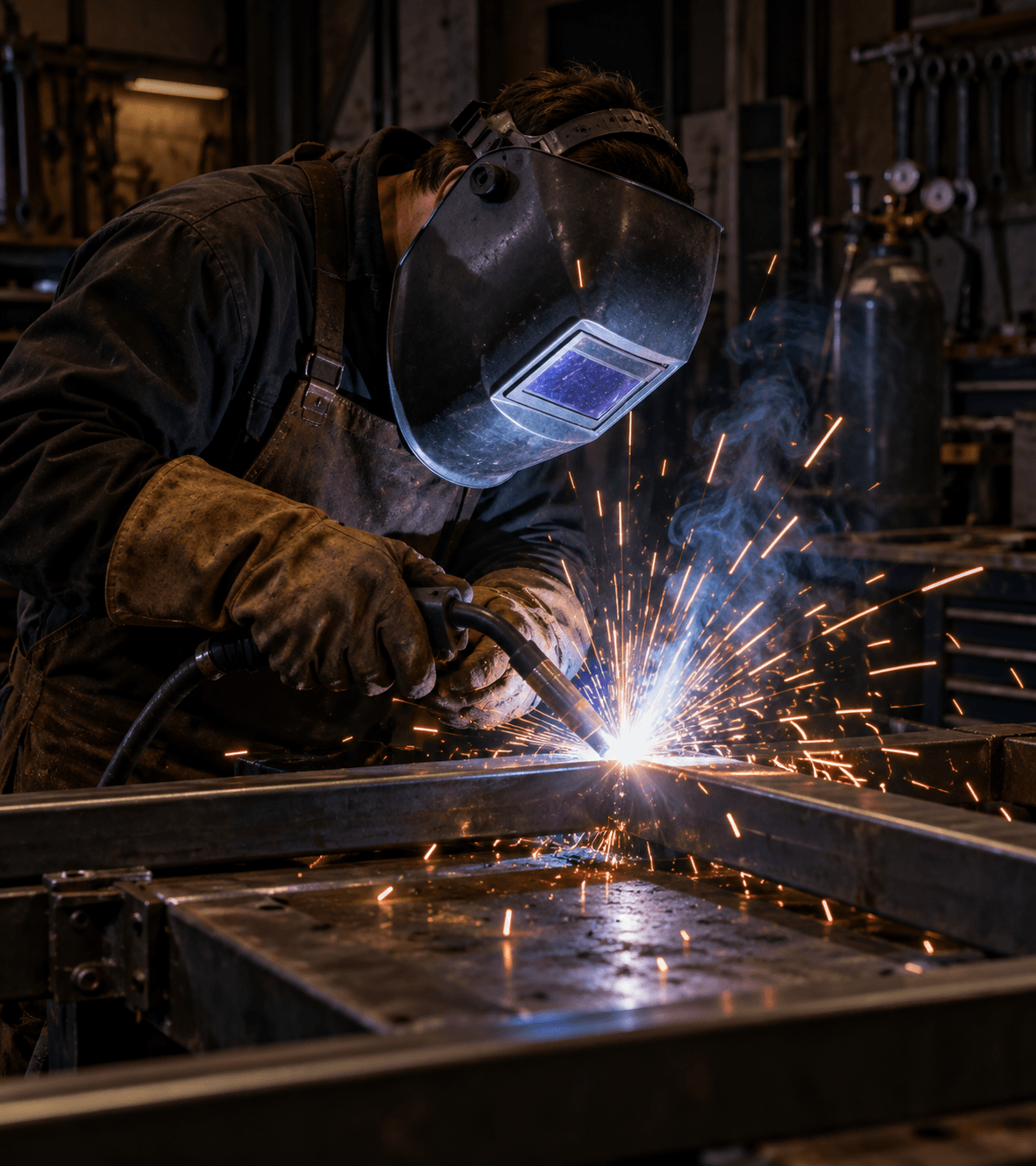 Welder at work in the workshop